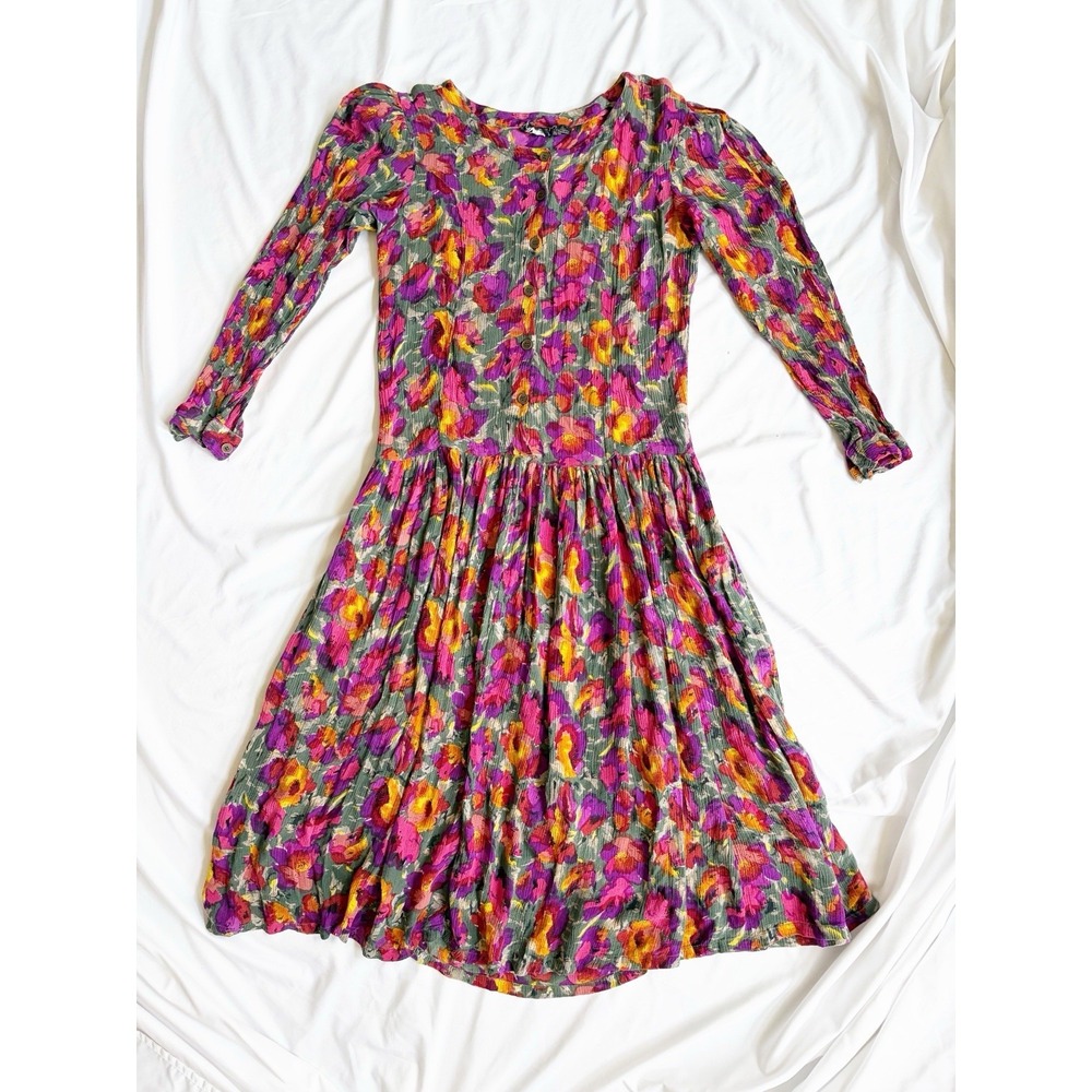 Phool Dress Vintage Pink Gold Bohemian Medium Abstract Floral
